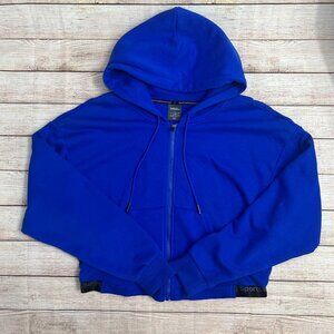 Sports Illustrated Women's Cropped Hoodie Large Royal Blue Full Zip Athleisure